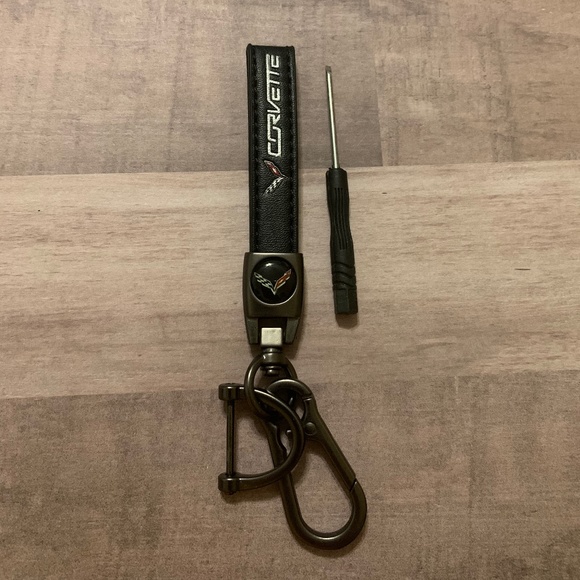 Corvette Key Fob Leather Key Ring Lanyard - Picture 1 of 2
